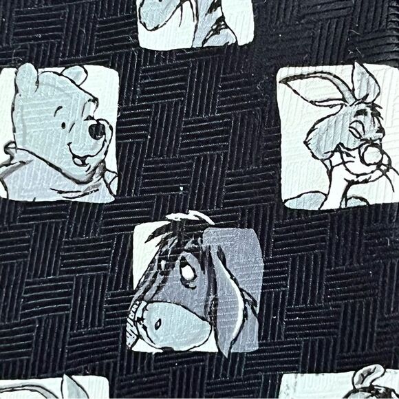 Disney Other - Vintage Disney Neck Tie Winnie the Pooh Black and Gray Neutral Classic Statement